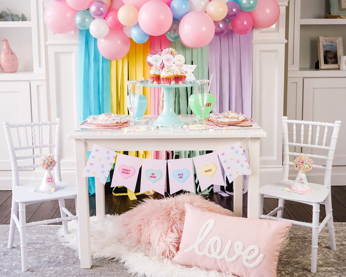 Valentine's Day Party Pack || Printable Conversation Hearts Valentines Day Kit || DIY Activities & Decor || Kids Valentine Decor || VD03