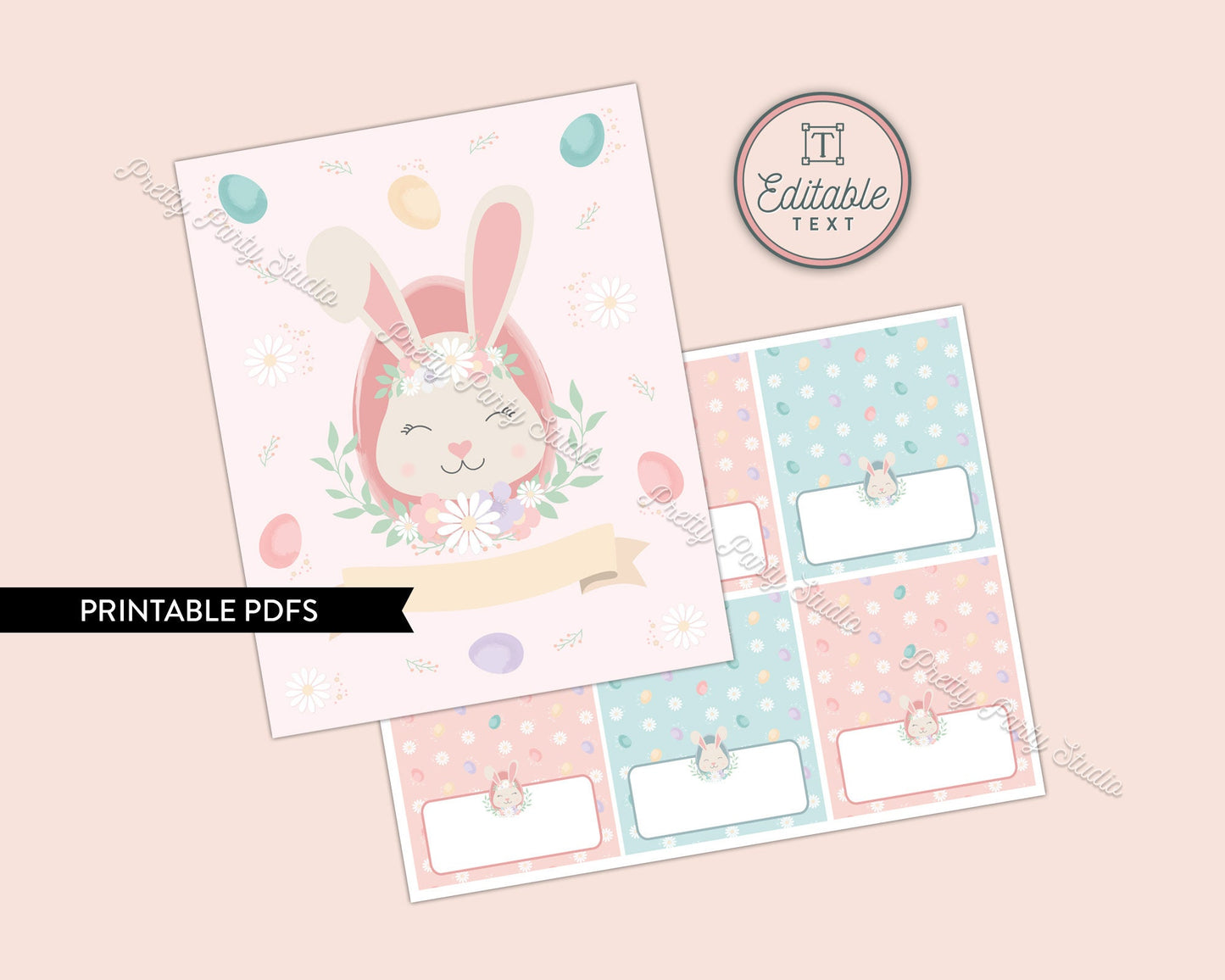 Editable Easter Sign and Labels || Waffle Bar Sign and Tags || Easter Brunch Sign || Custom Easter Sign & Food Labels || EA01