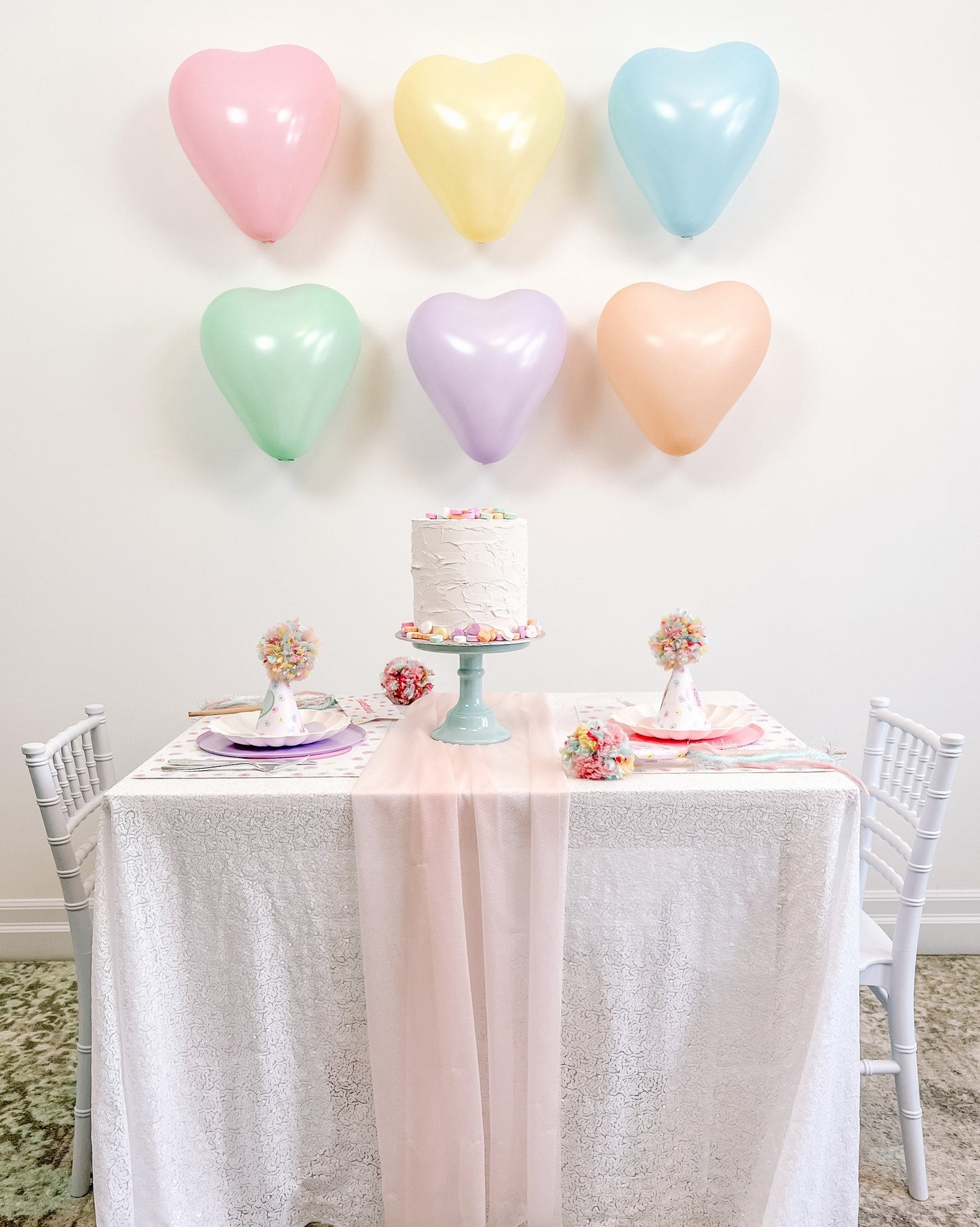 Pastel Heart Shaped Balloons 6 Pack || Conversation Heart Latex Balloons || Valentine's Day Balloons || Valentine's Day Decor || VD03