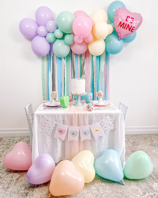 Pastel Heart Shaped Balloons 6 Pack || Conversation Heart Latex Balloons || Valentine's Day Balloons || Valentine's Day Decor || VD03