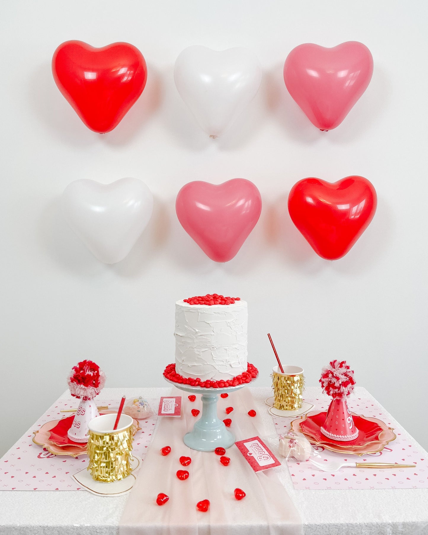 11" Heart Shaped Balloons 6 Pack || Red, Pink, and White Latex Balloons || Valentine's Day Balloons || Valentine's Day Decor || VD02