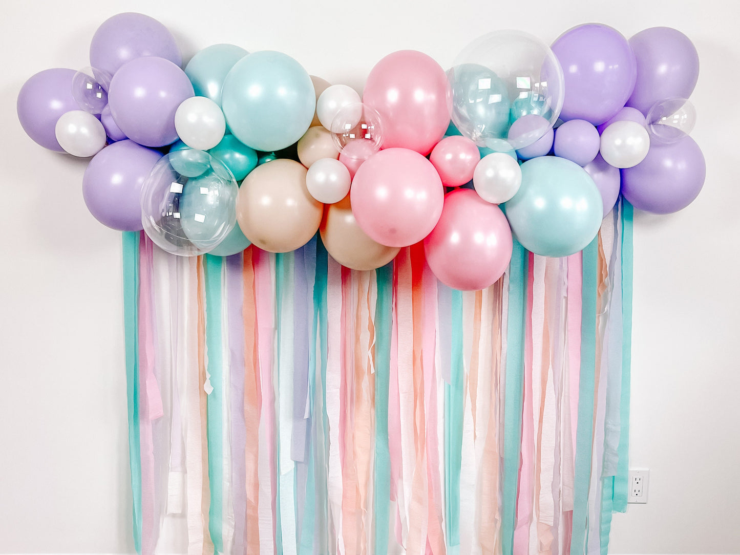 6' Pastel Mermaid Balloon Garland & Streamer Backdrop Kit || Mermaid Balloon Garland || Under the Sea Balloon Arch || Mermaid Party Decor