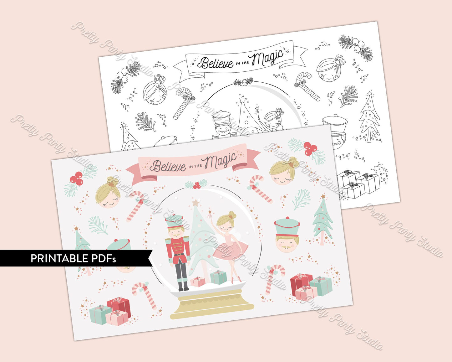 Sugar Plum Fairy Coloring Placemat || Nutcracker Coloring Page || INSTANT DOWNLOAD || Birthday Party Kids Activity || BP13