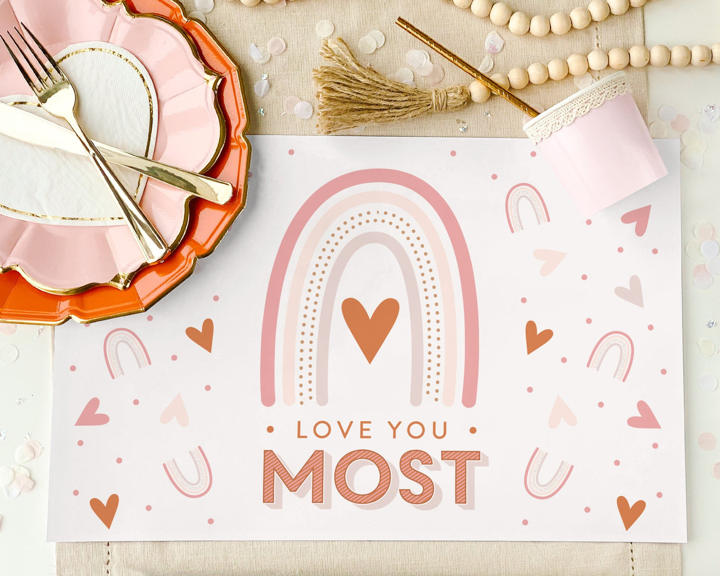 Love You Most Valentine's Day Coloring Placemat || Valentine Coloring Page || Printable Placemat || Kids Valentine Activity || VD01