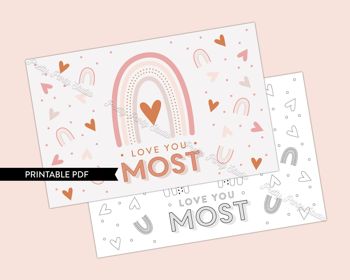 Love You Most Valentine's Day Coloring Placemat || Valentine Coloring Page || Printable Placemat || Kids Valentine Activity || VD01