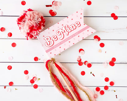Be Mine Valentine's Day Pennant Flag || Printable Valentine's Decor || Galentine's Day Party || Love Basket Wand || Kids Activity || VD02