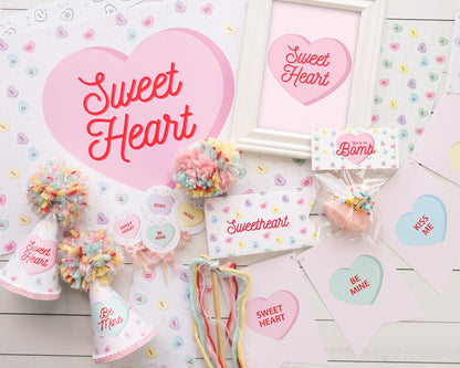 Valentine's Day Party Pack || Printable Conversation Hearts Valentines Day Kit || DIY Activities & Decor || Kids Valentine Decor || VD03