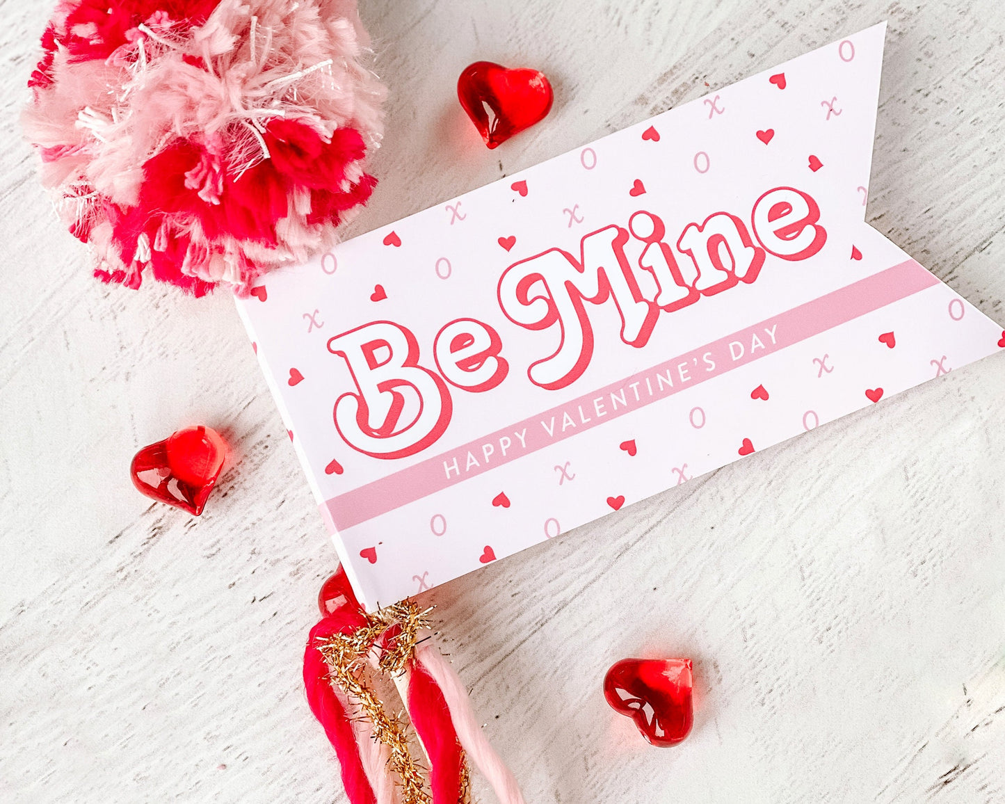 Be Mine Valentine's Day Pennant Flag || Printable Valentine's Decor || Galentine's Day Party || Love Basket Wand || Kids Activity || VD02