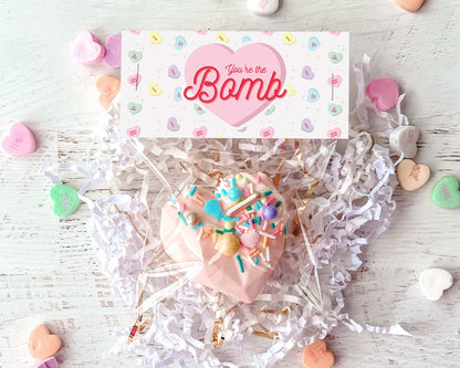 Hot Chocolate Bomb Treat Bag Topper || Conversation Hearts || INSTANT DOWNLOAD || Printable Hot Cocoa Bomb Tag || Galentines Day || VD03