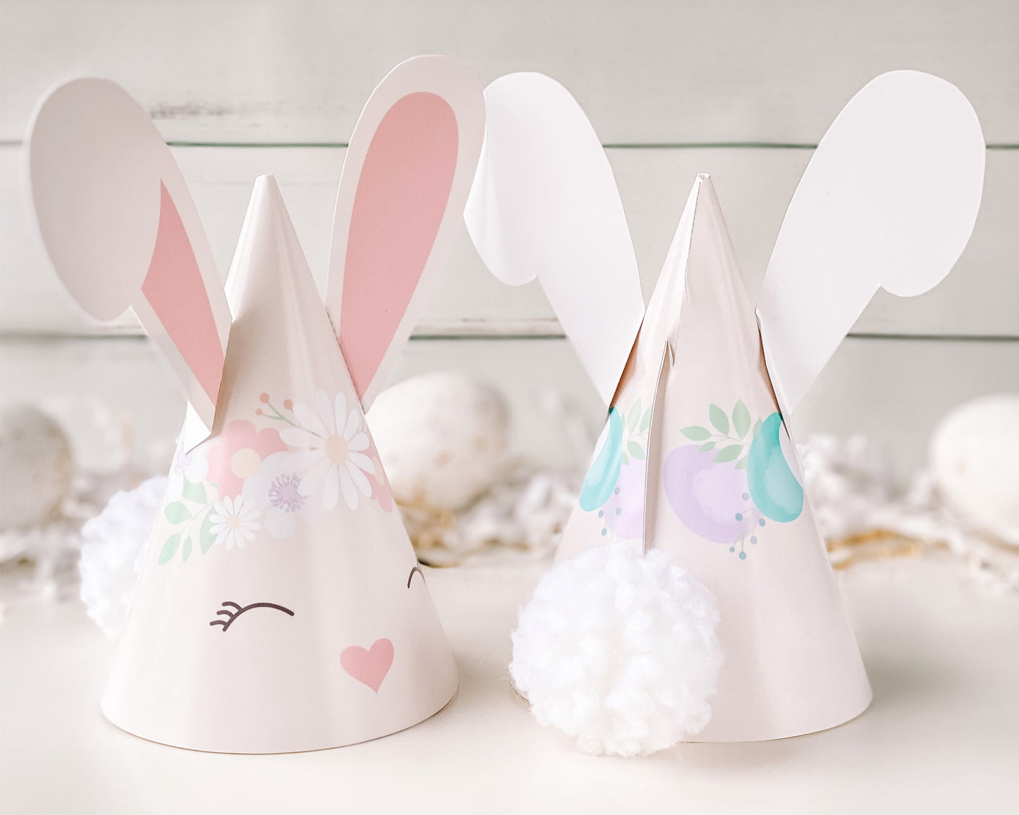 Easter Bunny Party Hats || Printable Bunny Ears || Kid's Easter Party Decor ||  Girl & Boy Bunny Party Hats || EA01