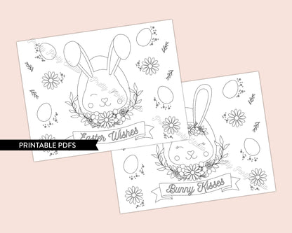 Easter Coloring Pages || Bunny Kisses & Easter Wishes || Printable Easter Activity || Colouring Sheets || Easter Activities for Kids || EA01