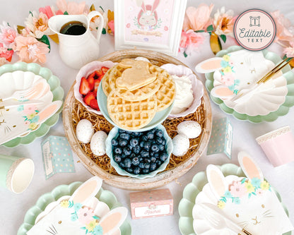 Editable Easter Sign and Labels || Waffle Bar Sign and Tags || Easter Brunch Sign || Custom Easter Sign & Food Labels || EA01
