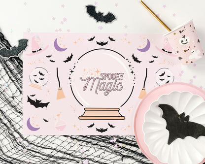 Spooky Magic Halloween Placemats || Kids Printable Coloring Placemat || Halloween Coloring Page || Pastel Halloween Decor || H02