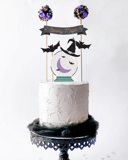 Spooky Magic Cake Topper || Printable Halloween Cake Topper || Bats & Crystal Ball Cake Topper || Kids Halloween Party Decor || H02