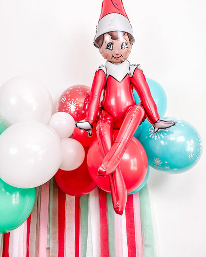 4' Christmas Elf on the Shelf Balloon & Streamer Backdrop Kit