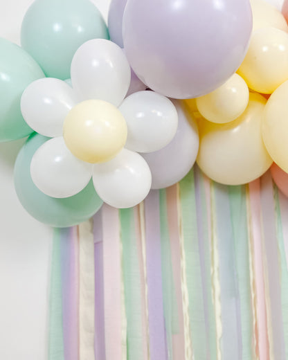 4' Pastel Spring Daisy Balloon & Streamer Backdrop Kit || Easter Balloon Garland || Balloon Arch with Daisies || Easter Decor || EA01