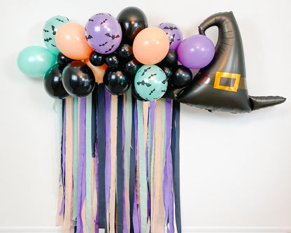 4' "Spooky Magic" Halloween Balloon & Streamer Backdrop Kit | Halloween Balloon Garland | Witch Balloon Arch | Halloween Party Decor | H02
