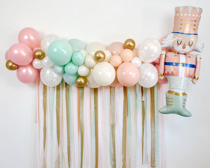 6' Pastel Nutcracker Balloon & Streamer Backdrop Kit || Pink Christmas Balloon Garland || Balloon Arch || Nutcracker Party Decor || BP13
