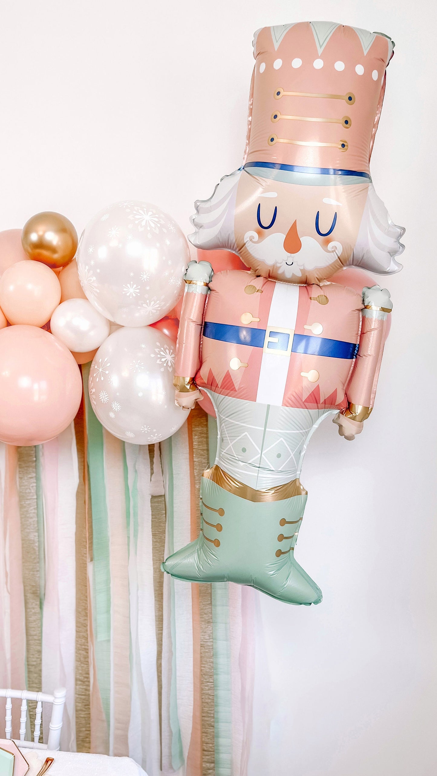 6' Pastel Nutcracker Balloon & Streamer Backdrop Kit || Pink Christmas Balloon Garland || Balloon Arch || Nutcracker Party Decor || BP13