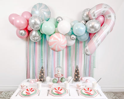 6' Land of Sweets Balloon & Streamer Backdrop Kit || Pastel Christmas Balloon Garland || Pastel Balloon Arch || Nutcracker Party Decor