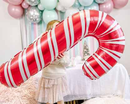 Jumbo Candy Cane Foil Balloon || Kid's Christmas Party Decor || Winter Birthday Party || Kid's Nutcracker Birthday Party Decor