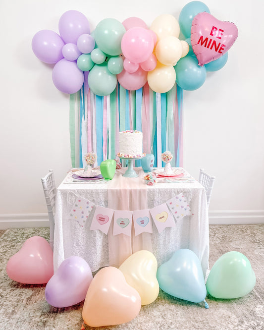 4' Conversation Hearts Balloon & Streamer Backdrop Kit || Valentine Balloon Garland || Balloon Arch || Valentine's Day Decor || VD03
