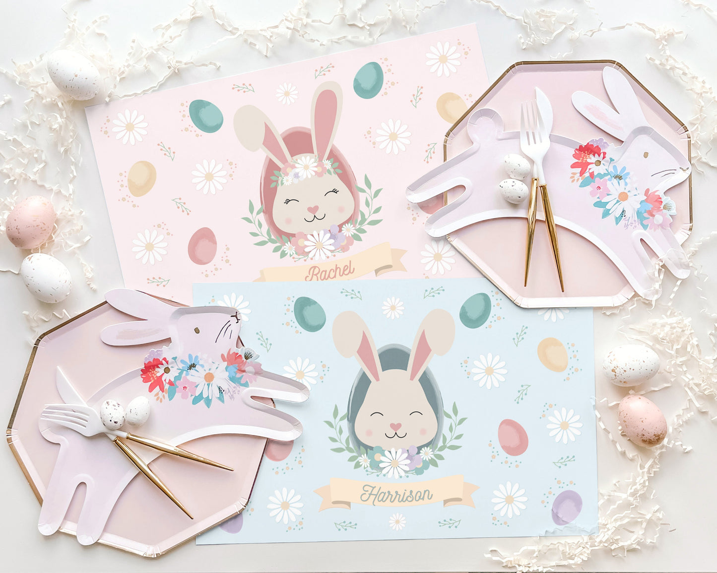Bunny Kisses Easter Placemats || Easter Wishes Kids Placemat || Printable Placemat || Kids Easter Party Table Decor || EA01