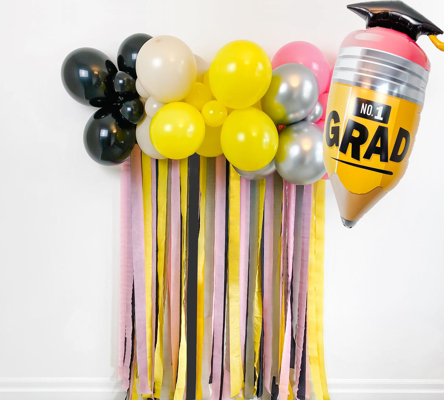 4' "Pencil" Graduation Balloon & Streamer Backdrop Kit || Last Day of School Balloon Garland || Balloon Arch || Grad Party Decoration