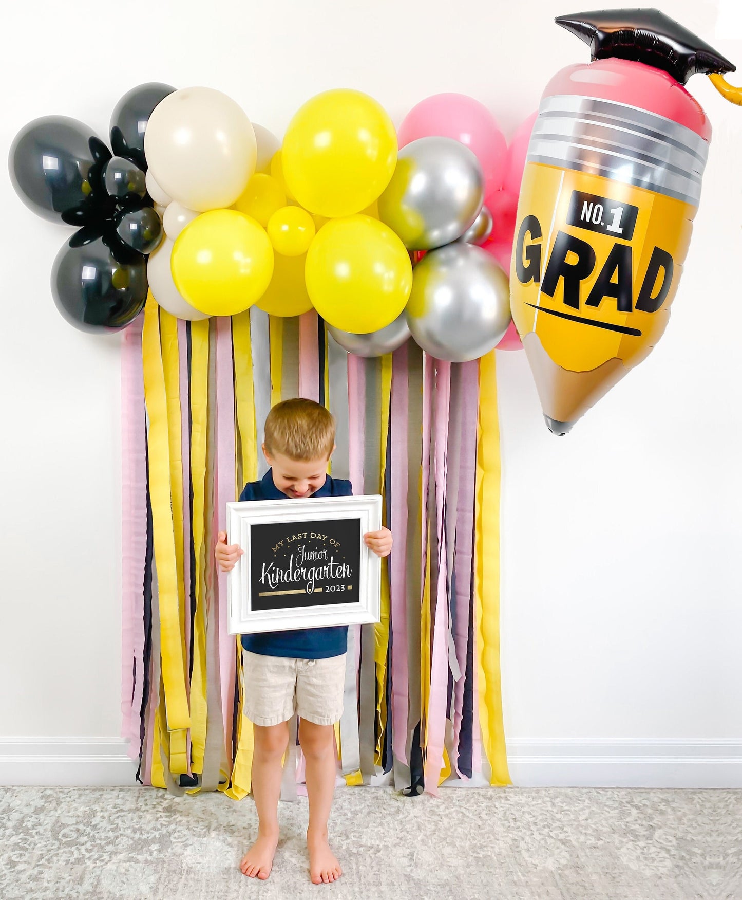 4' "Pencil" Graduation Balloon & Streamer Backdrop Kit || Last Day of School Balloon Garland || Balloon Arch || Grad Party Decoration