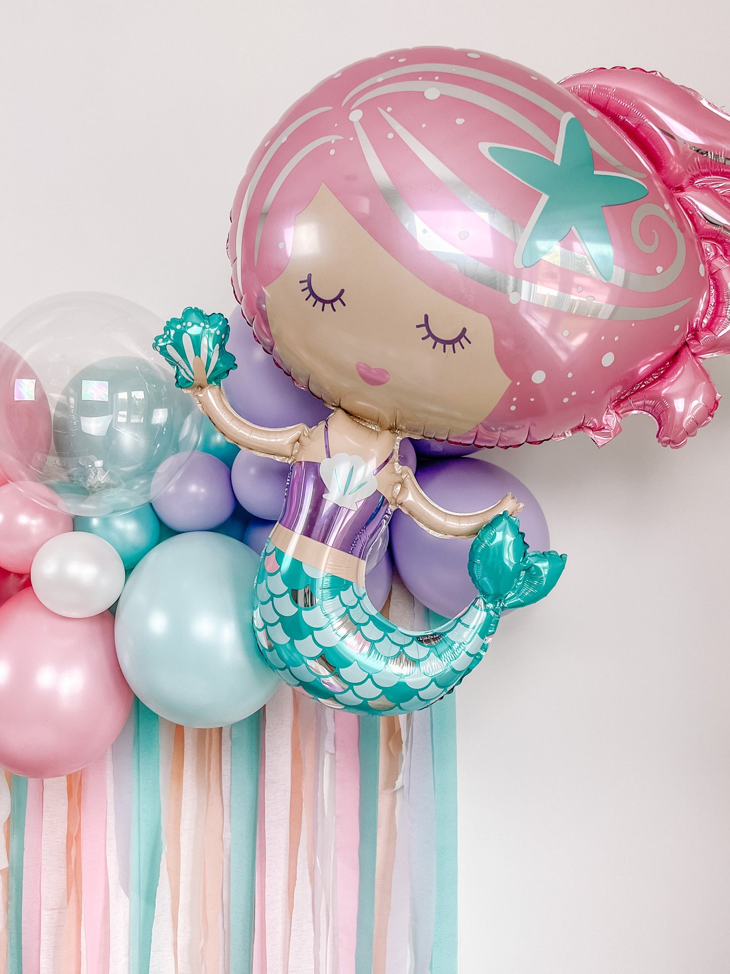 6' Pastel Mermaid Balloon Garland & Streamer Backdrop Kit || Mermaid Balloon Garland || Under the Sea Balloon Arch || Mermaid Party Decor