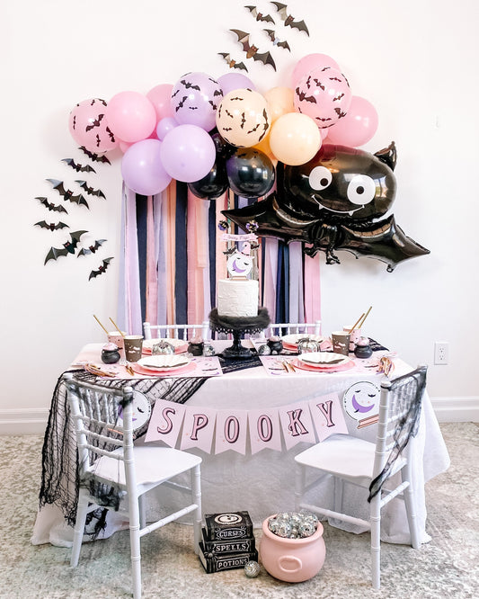 4' Pastel Halloween Balloon & Streamer Backdrop Kit || Pink Pastel Halloween Balloon Garland || Balloon Arch || Halloween Party || H02